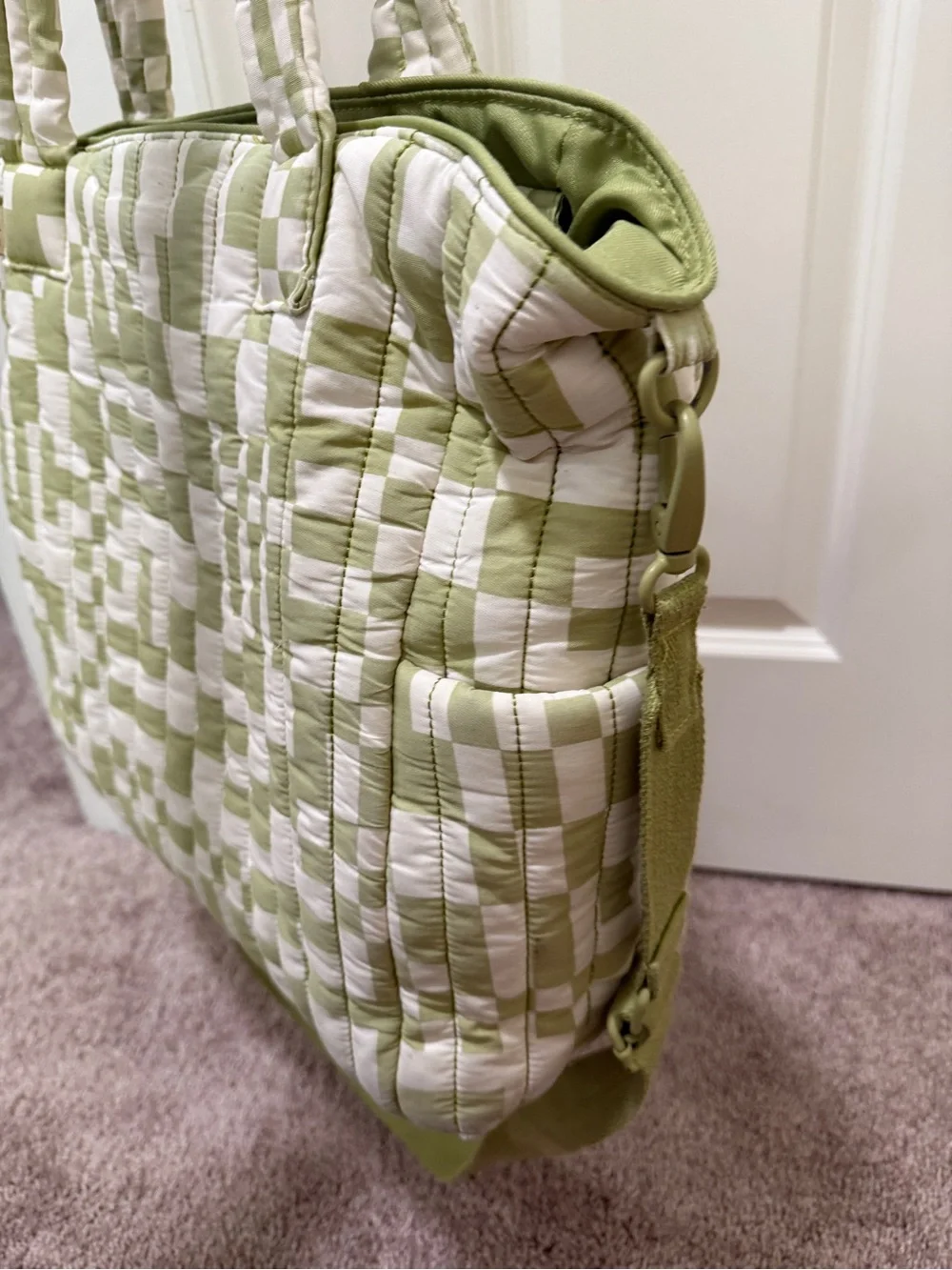 Béis x Elsa Hosk Reversible Cotton Canvas Tote Diaper Bag Play Date Checkered